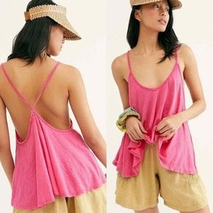 Free People Sandy Tank Top Pink Racer Back Swing